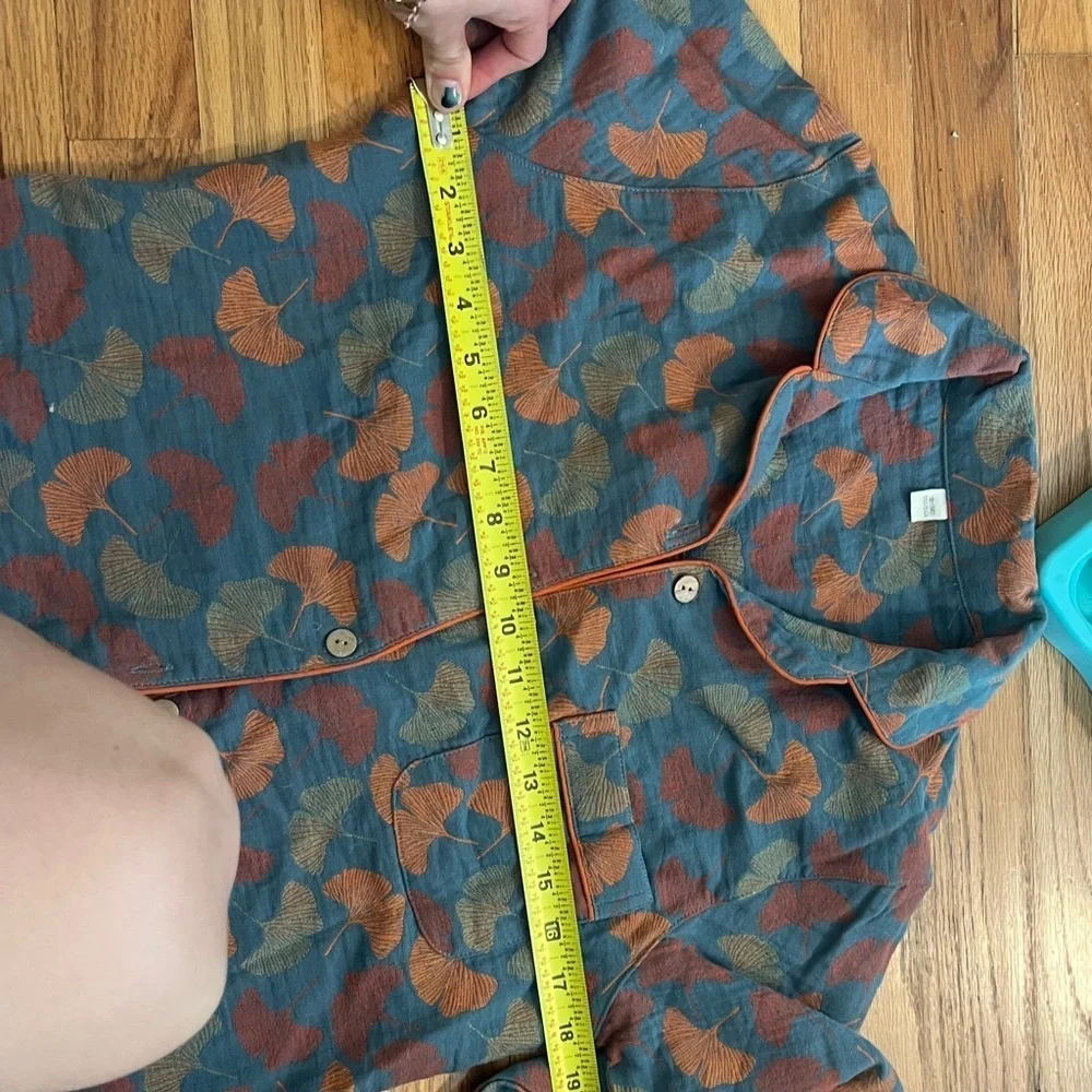 100% cotton matching ginkgo leaf print winter pajamas set